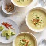 Coconut Curry Soup with spiralized zucchini and bell pepper