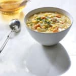 Vegan Chamomile Corn Chowder in a bowl