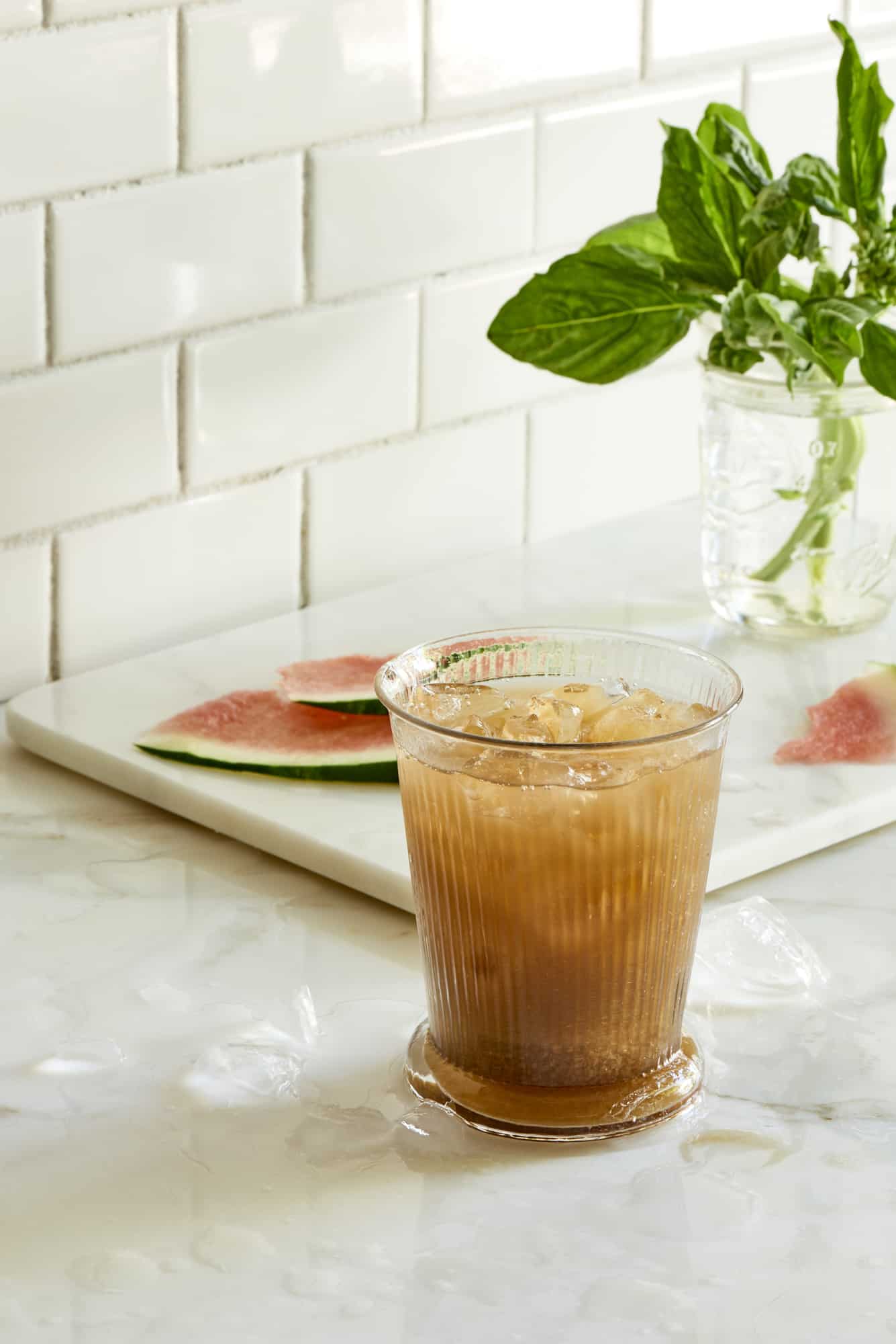 Lime Basil Watermelon Juice With The Rind The Blender Girl