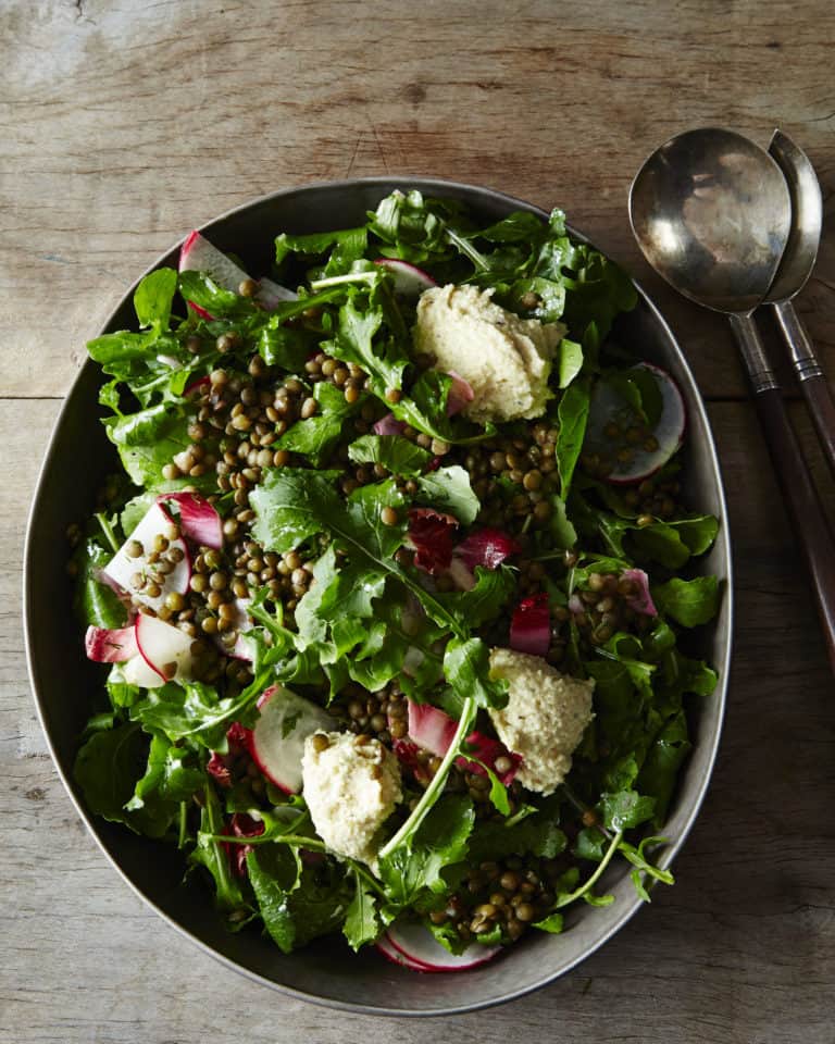 Vegan French Lentil Salad with Arugula and Cashew Cheese