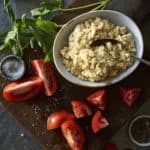 Raw Vegan Ricotta Cheese with tomatoes and herbs