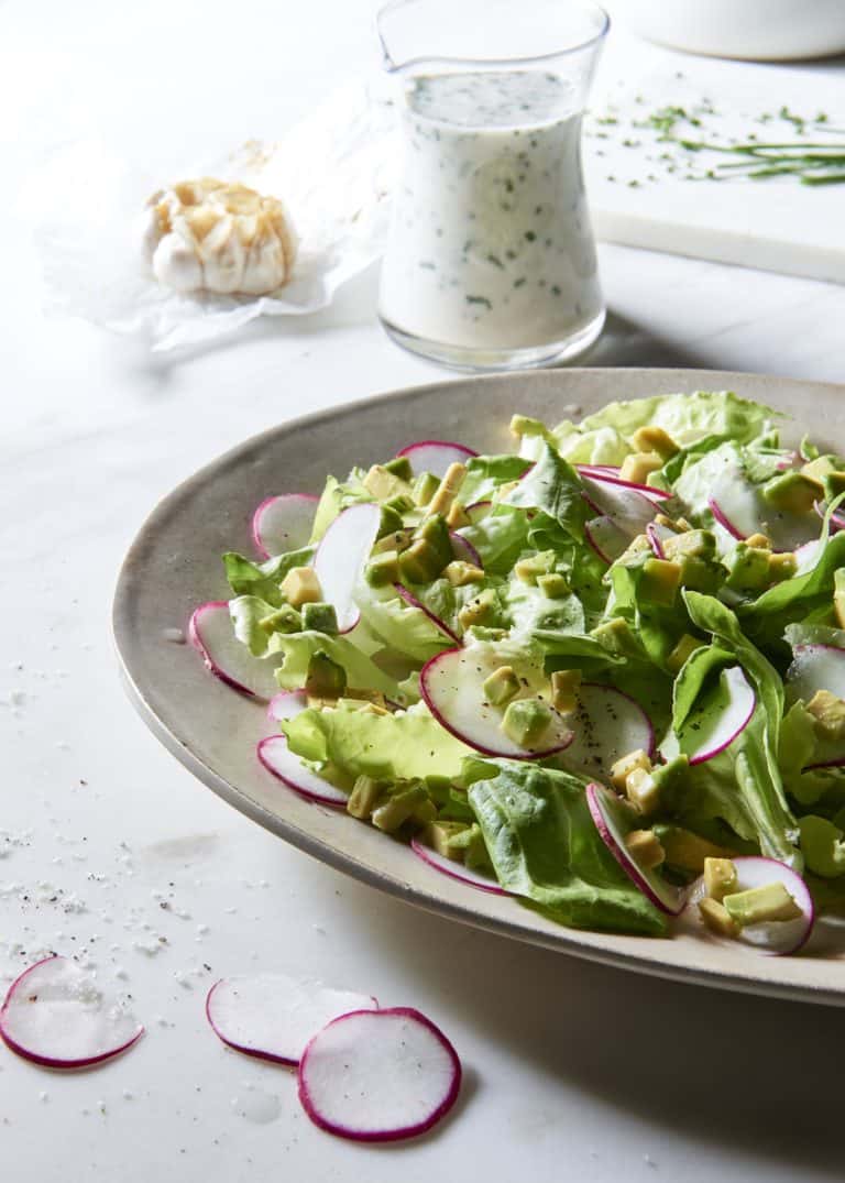 Bibb Lettuce Salad with Vegan Buttermilk Chive Dressing