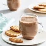 Vegan Hot Chocolate in a mug with cookies