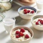 Vegan Lime Coconut Rice Pudding with Raspberries