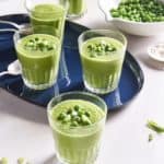 10 Minute Pea Mint Soup in glasses