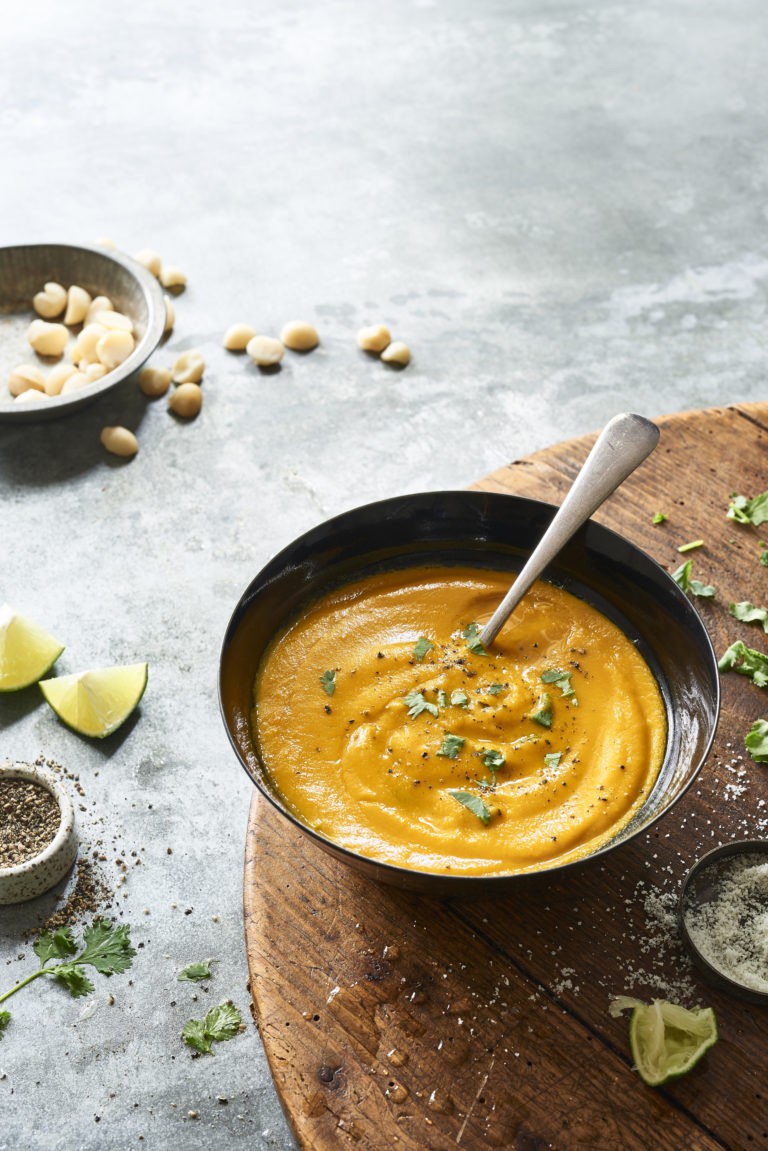 Vegan Macadamia and Roasted Sweet Potato Soup