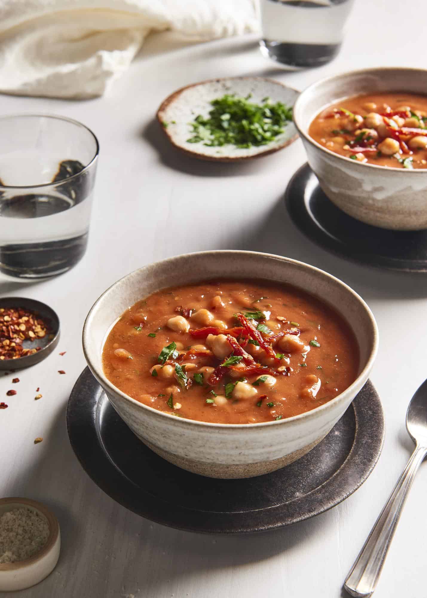 15 Minute Smoky Tomato Chickpea Soup - The Blender Girl